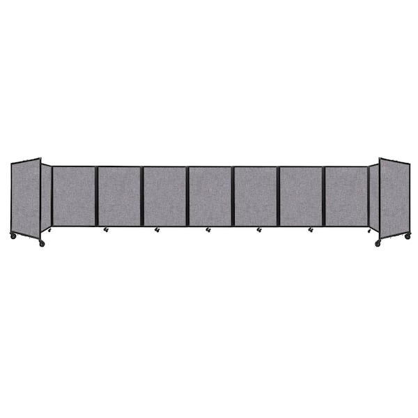 Room Divider 360 Folding Portable Partition 25' x 4' Cloud Gray Fabric